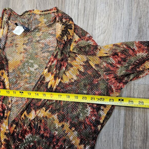 Vtg Shelor Mesh Duster Cardigan Womens L Brown Earthy Boho Cottagecore - Picture 8 of 10